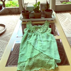 Victorian, Vintage, Green Babydoll Top